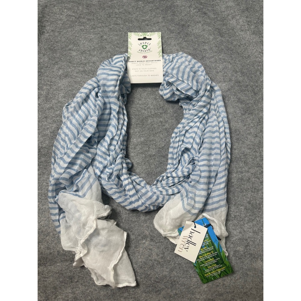 Hadley Wren Insect Shield Blue Tiny Stripe Repellent Scarf New With Tags